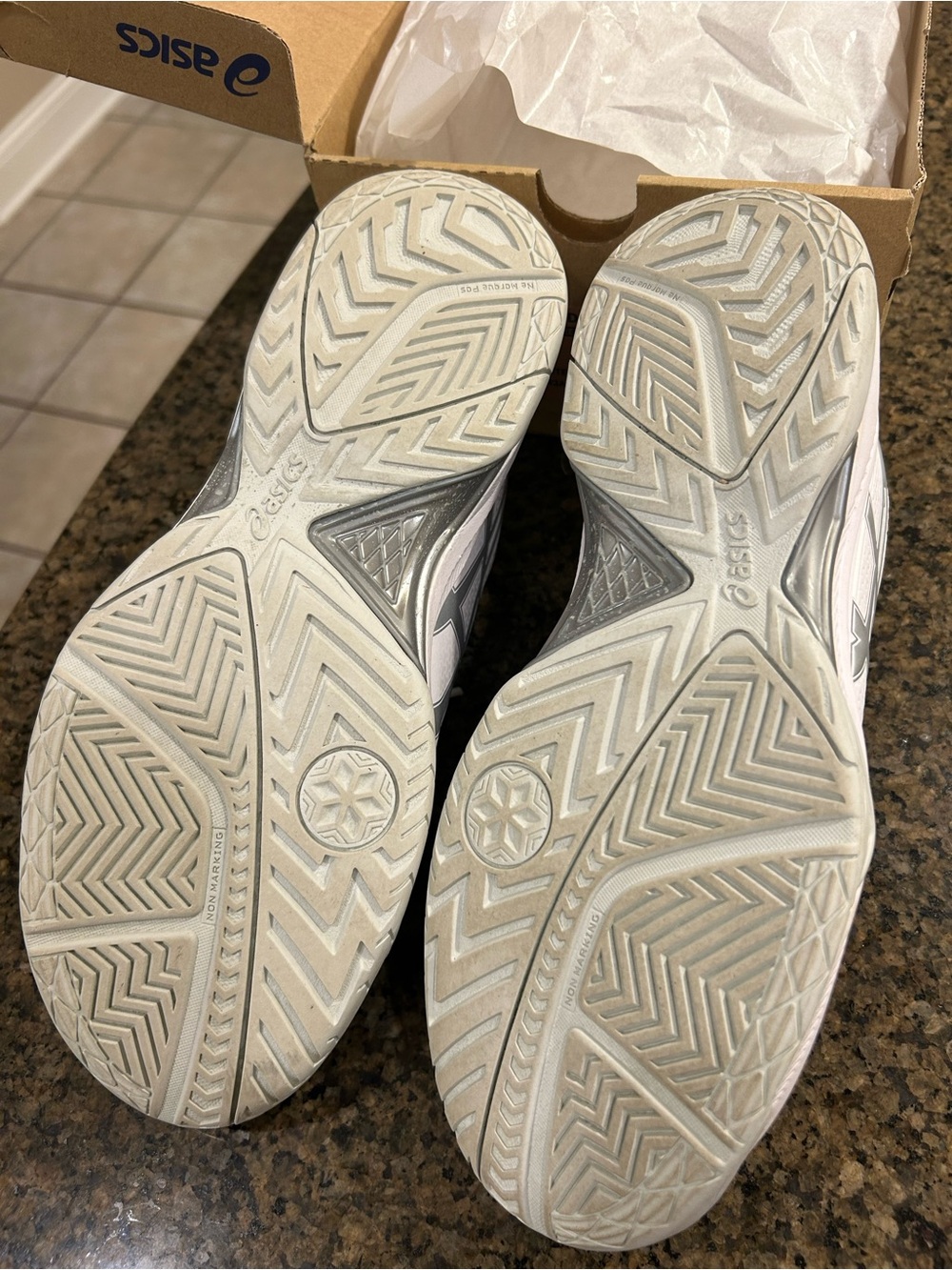 ASICS Women’s White and Silver Athletic Sneakers - Picture 4 of 5